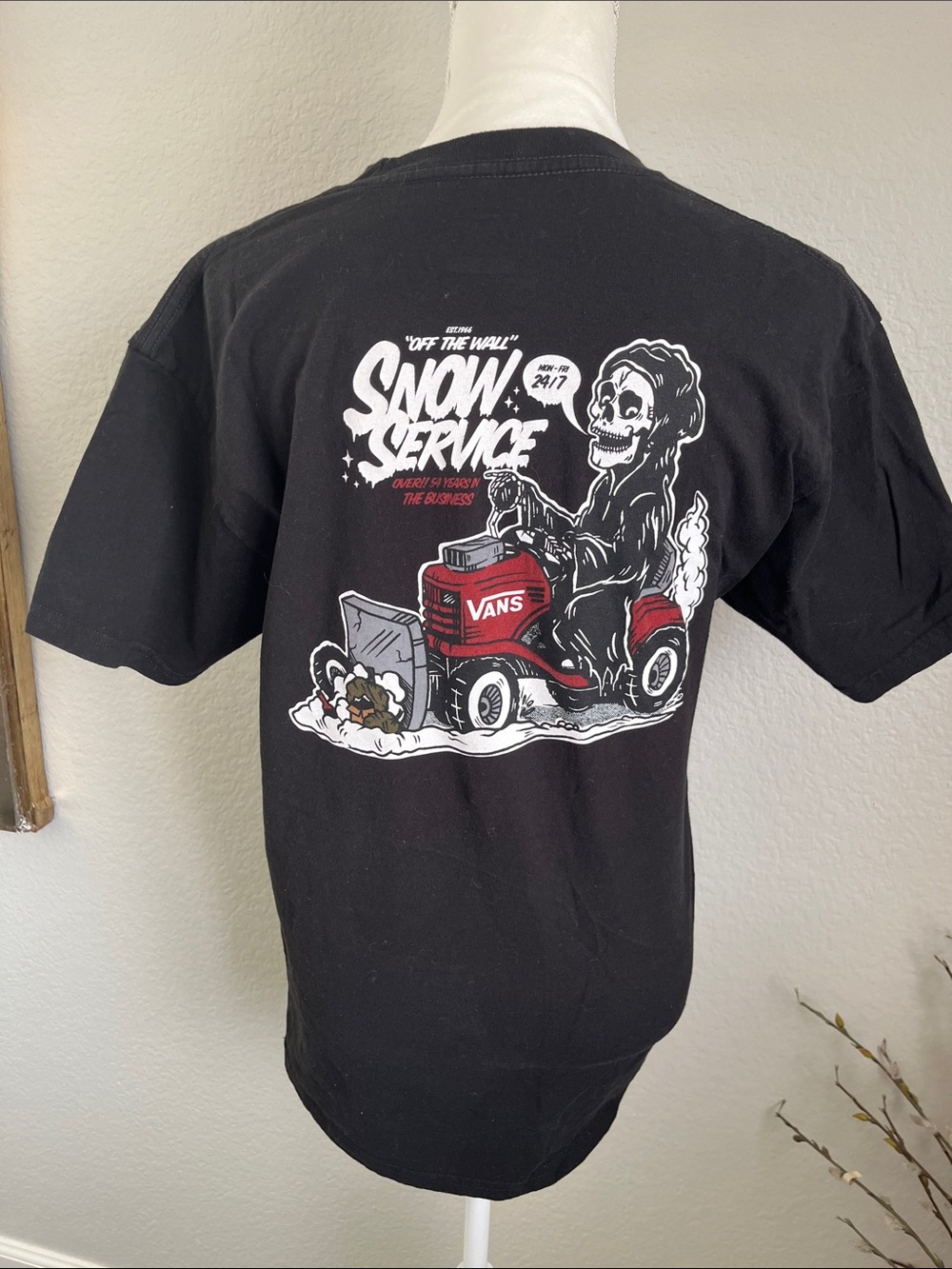 Vans Black Tee with White Chest Graphic - Men